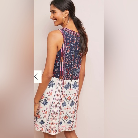 Anthropologie Akemi + Kin Embroidered Southwestern Tribal Boho Dress Size 10 - Picture 2 of 3